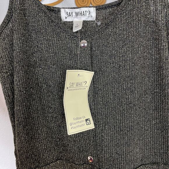 NEW Say What? Shimmery sparkly black Jumpsuit L - Picture 4 of 5